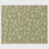 Botanisches Muster Olive Green Wrapping Paper Roll Geschenkpapier (Flach)