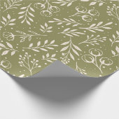 Botanisches Muster Olive Green Wrapping Paper Roll Geschenkpapier (Ecke)