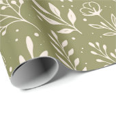 Botanisches Muster Olive Green Wrapping Paper Roll Geschenkpapier (Rolleneckpunkt)