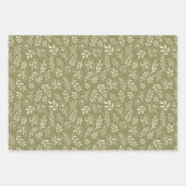 Botanisches Muster Olive Green - Wrapping Paper Se Geschenkpapier Set (Vorderseite 2)