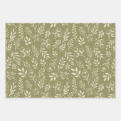 Botanisches Muster Olive Green - Wrapping Paper Se Geschenkpapier Set (Vorderseite)