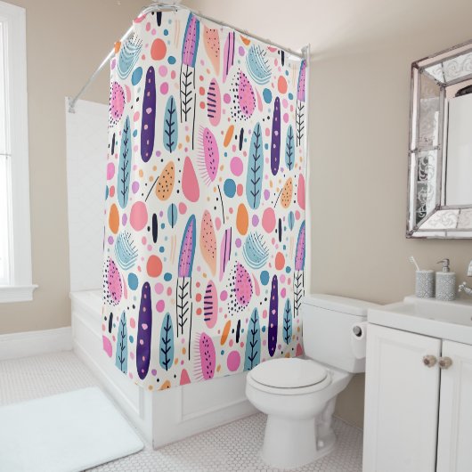 Botanisches Muster Pastel BOHO Chic Duschvorhang (Beispiel)