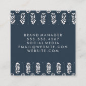 Botanisches Muster Quadratische Visitenkarte (Rückseite)