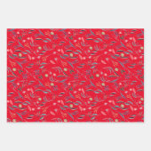 Botanisches Muster, rot, schwarz umhüllend Papier (Vorderseite)