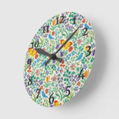 Botanisches Muster Runde Wanduhr (Winkel)