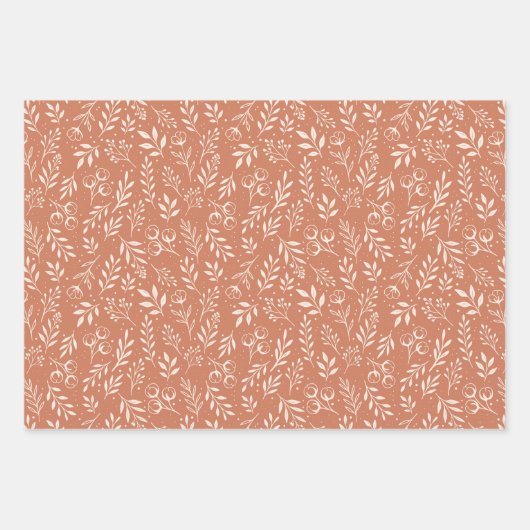 Botanisches Muster Terracotta - Wrapping Paper Set Geschenkpapier Set (Vorderseite 2)