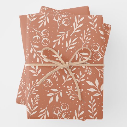 Botanisches Muster Terracotta - Wrapping Paper Set Geschenkpapier Set (Beispiel)
