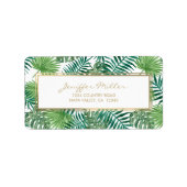 Botanisches Muster tropischer Blätter. Adressaufkleber (Vorne)