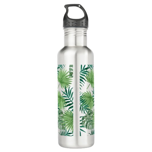 Botanisches Muster tropischer Blätter. Edelstahlflasche (Rückseite)