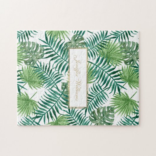 Botanisches Muster tropischer Blätter. Puzzle (Horizontal)