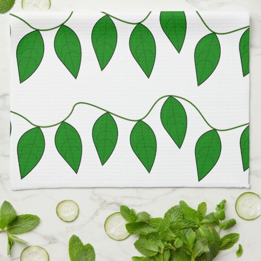 Botanisches Muster tropischer grüner Blätter Geschirrtuch (Gefaltet)