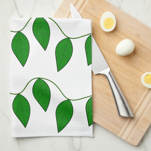 Botanisches Muster tropischer grüner Blätter Geschirrtuch (Viertel Falte)