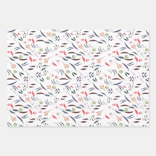 Botanisches Muster verlassen Packpapier Geschenkpapier Set (Vorderseite)