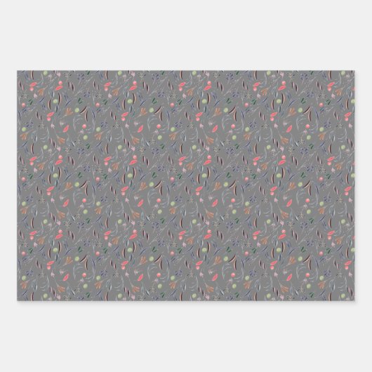 Botanisches Muster verlassen weißes schwarzes Pack Geschenkpapier Set (Vorderseite 2)