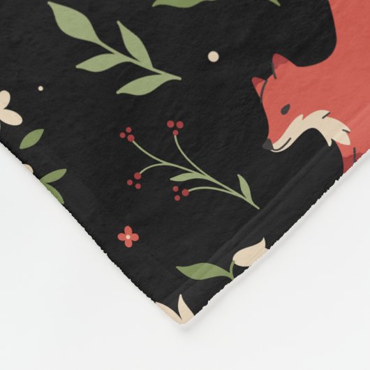 Botanisches Muster von Waldland Fox Fleecedecke (Ecke)