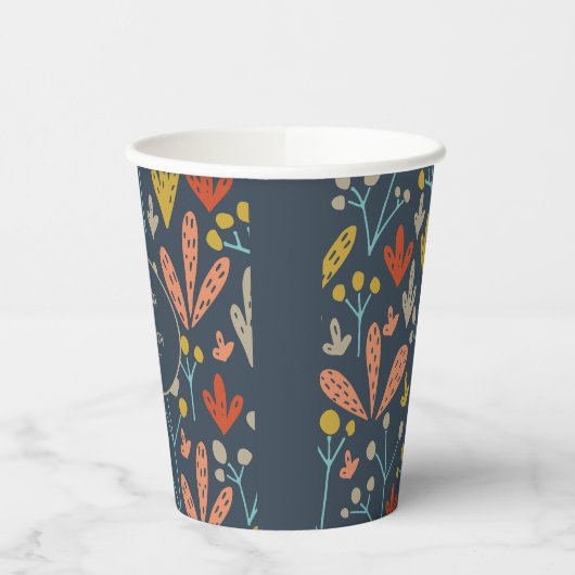 Botanisches Muster von Zweigen und Blätter Pappbecher (Links)