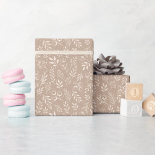 Botanisches Muster Warm Beige - Papierrollen Geschenkpapier