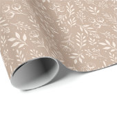 Botanisches Muster Warm Beige - Papierrollen Geschenkpapier (Rolleneckpunkt)