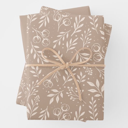 Botanisches Muster Warme Beige - Set aus Papier (Beispiel)