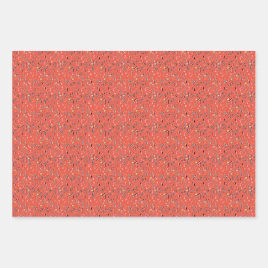 Botanisches Muster, weißes orangefarbenes Papier (Vorderseite 3)