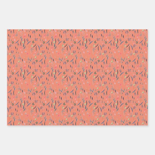 Botanisches Muster, weißes orangefarbenes Papier (Vorderseite 2)