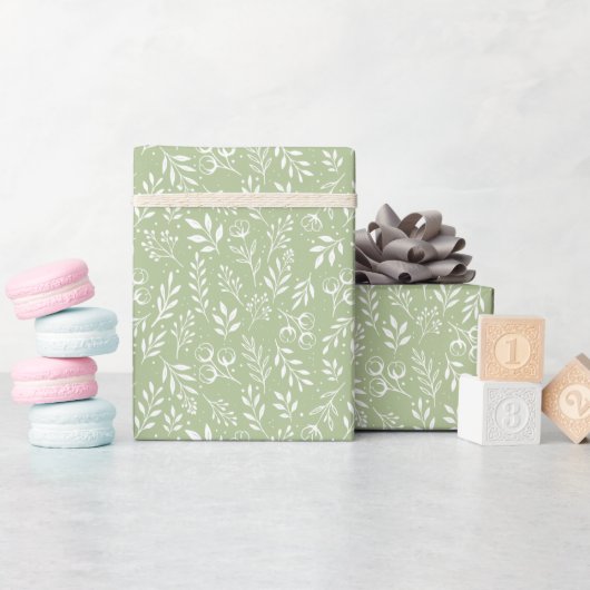 Botanisches Musterblatt - Papierrolle Geschenkpapier (Babyparty)