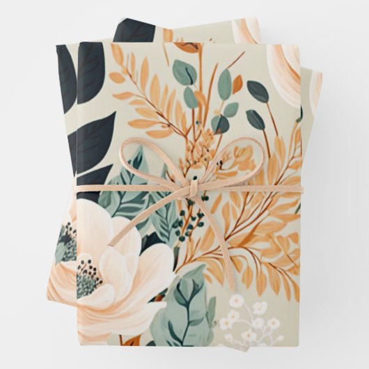 Botanisches nahtloses Muster Geschenkpapier Set (Beispiel)