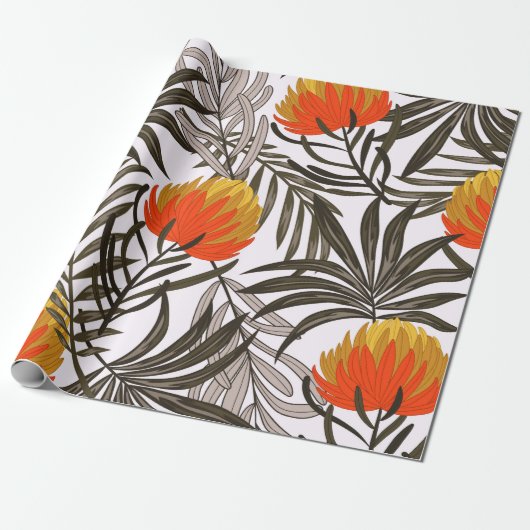 Botanisches nahtloses tropisches Muster mit heller Geschenkpapier (Ungerollt)