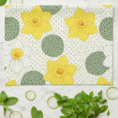 Botanisches Narzissen-Blumen-Geometrisches Muster Geschirrtuch (Gefaltet)