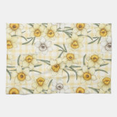 Botanisches Narzissen-Karo-Muster Geschirrtuch (Horizontal)