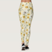 Botanisches Narzissen-Karo-Muster Leggings (Rückseite)