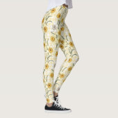 Botanisches Narzissen-Karo-Muster Leggings (Rechts)