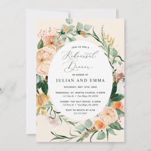 Botanisches Neutronenpfirsichessen Probe Einladung (Vorderseite)