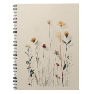 Botanisches Notebook mit Vintager Wildblume Notizblock