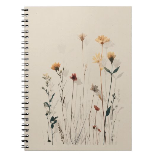 Botanisches Notebook mit Vintager Wildblume Notizblock (Vorderseite)