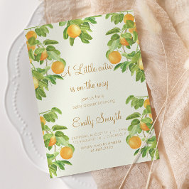 Botanisches Obst Orange Kleine Süsse Babydusche Einladung