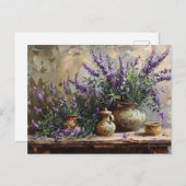 Botanisches Ölgemälde aus gegossenem Lavendel Postkarte (Vorne/Hinten)