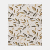 Botanisches Olivenblatt Beige Blumenmuster Fleecedecke (Vorderseite)