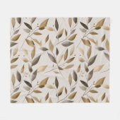Botanisches Olivenblatt Beige Blumenmuster Fleecedecke (Vorderseite (Horizontal))