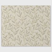 Botanisches Olivenblatt-Beige-Blumenmuster Geschenkpapier (Flach)