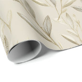 Botanisches Olivenblatt-Beige-Blumenmuster Geschenkpapier (Rolleneckpunkt)