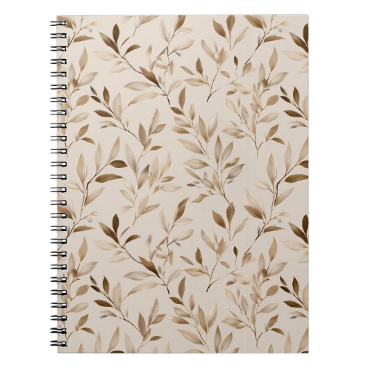 Botanisches Olivenblatt Beige Blumenmuster Notizblock (Vorderseite)
