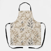 Botanisches Olivenblatt Beige Blumenmuster Schürze (Vorderseite)