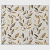Botanisches Olivenblatt Beiges Blumenmuster Geschenkpapier (Flach)