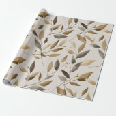 Botanisches Olivenblatt Beiges Blumenmuster Geschenkpapier (Ungerollt)