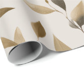 Botanisches Olivenblatt Beiges Blumenmuster Geschenkpapier (Rolleneckpunkt)