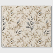 Botanisches Olivenblatt Beiges Blumenmuster Geschenkpapier (Flach)