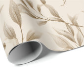 Botanisches Olivenblatt Beiges Blumenmuster Geschenkpapier (Rolleneckpunkt)