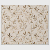 Botanisches Olivenblatt Beiges Blumenmuster Geschenkpapier (Flach)