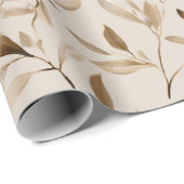 Botanisches Olivenblatt Beiges Blumenmuster Geschenkpapier (Rolleneckpunkt)